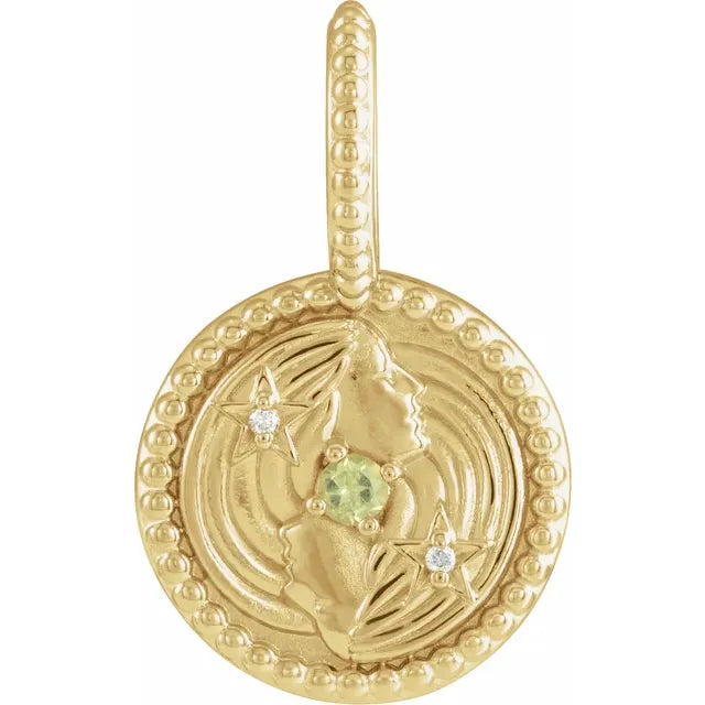 14k Yellow Gold Diamond and Gemstone Zodiac Pendants