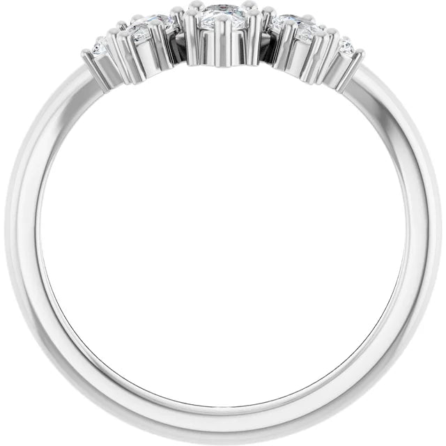 14k White Gold 3/4 Lab Diamond Contoured Band -