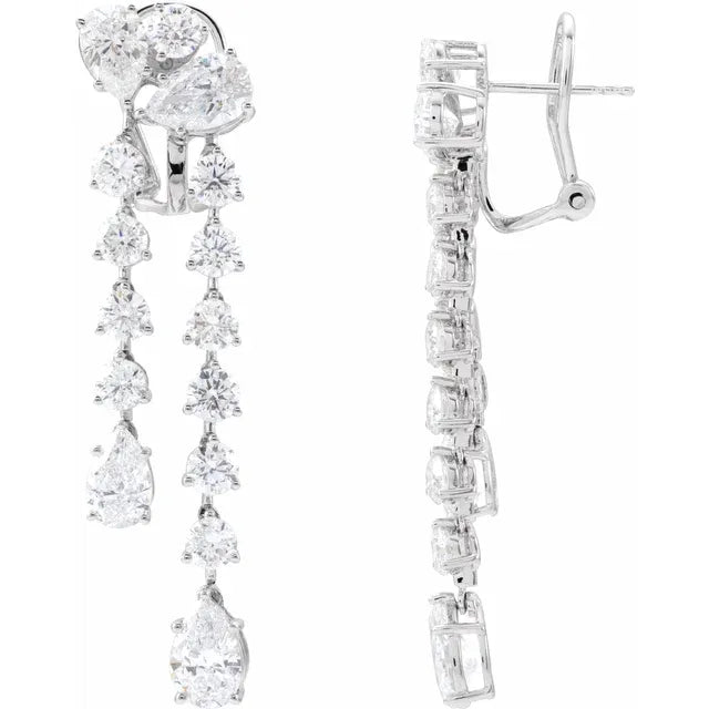 14K White Gold 9 1/2 CTW Lab-Grown Diamond Dangle Earrings