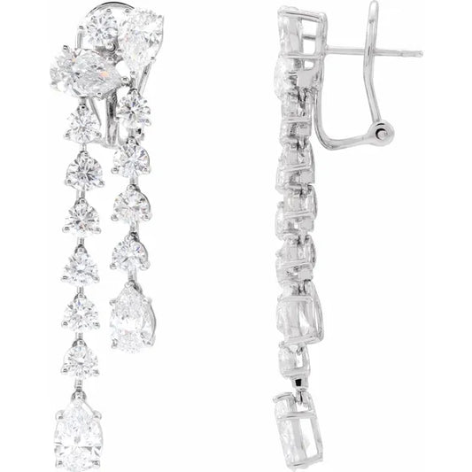 14K White Gold 9 1/2 CTW Lab-Grown Diamond Dangle Earrings