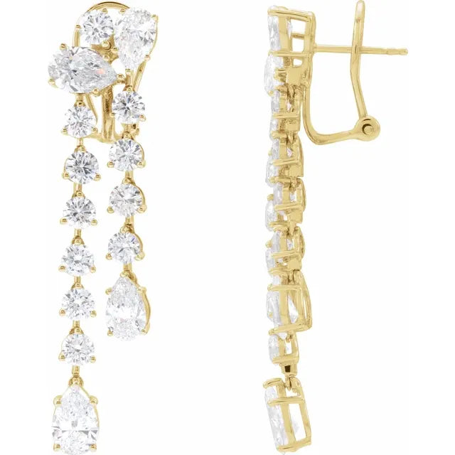 14K Yellow Gold 9 1/2 CTW Lab-Grown Diamond Dangle Earrings