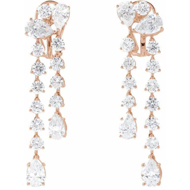 14K Rose Gold 9 1/2 CTW Lab-Grown Diamond Dangle Earrings