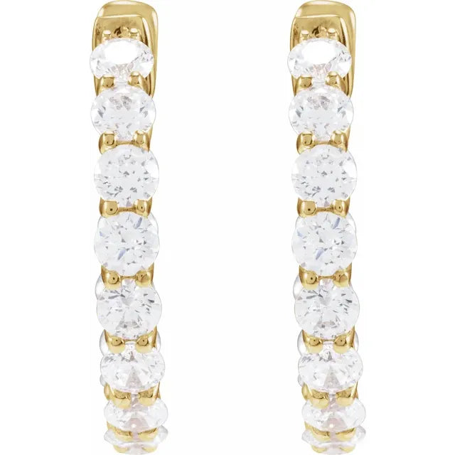 2 1/5 Natural Diamonds 14k Yellow Gold Inside out Hoop Earring