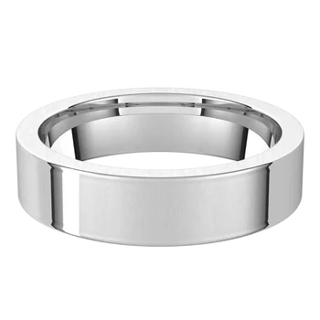14k White gold Flat Wedding Band with Ice Finish , width 6 millimeters