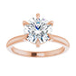 2 carat Lab Diamond 14k Rose Gold Diamond Engagement Ring with 6 Claw Prongs - LAB Certified Center