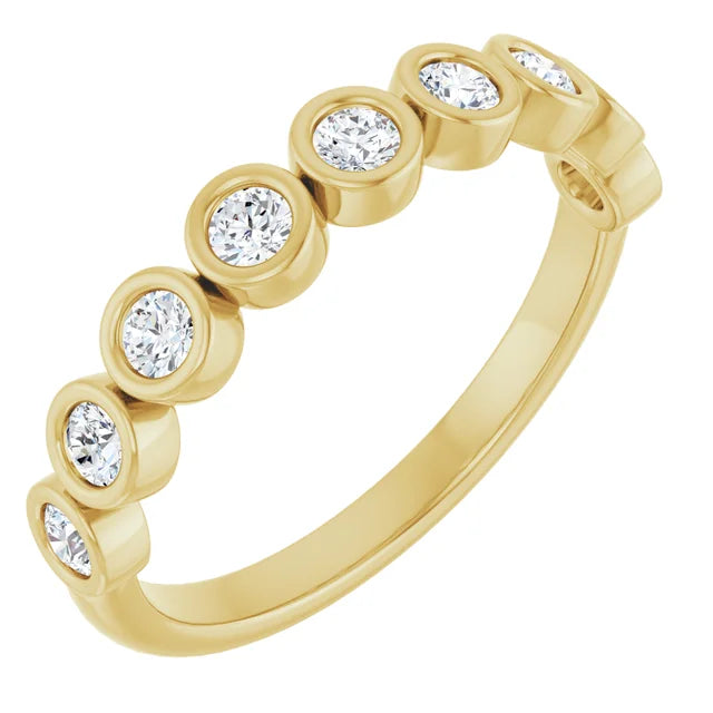 14k Gold Natural Diamond Wedding Band 2.2 Mm Round