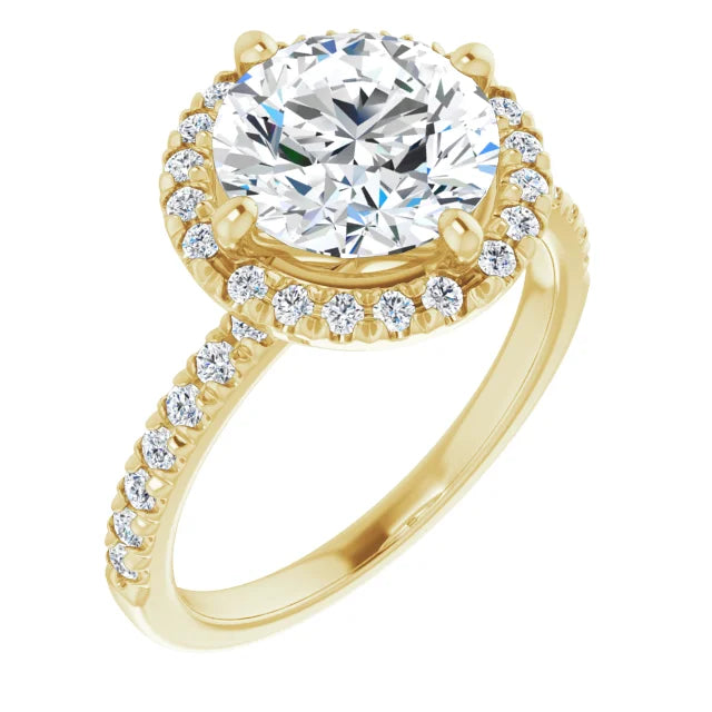 2.05 Carat Round Diamond Color G, Clarity SI1 Triple Excellent Solitaire Engagement Ring in 18k Yellow Gold