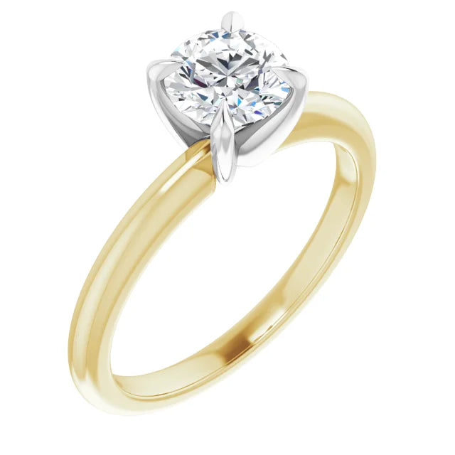 .90 Carat Round Diamond Color D, Clarity VS2 Solitaire Engagement Ring two tone