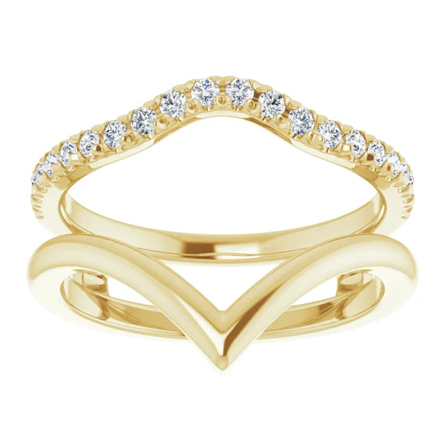 14K Yellow 1/4 CTW Natural Diamond Accented V-Shaped Ring Guard