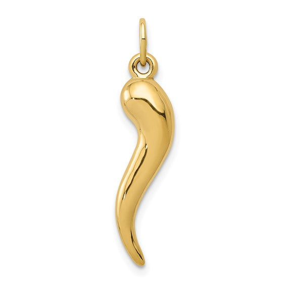 14k 3D Italian Horn Charm, size 25 x 5 mm