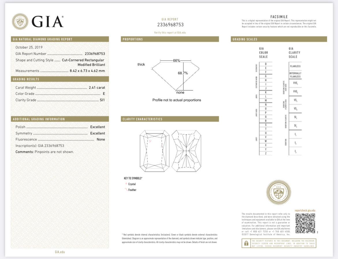 2.11 carat Natural Radiant Cut Diamond , Color H , clarity VS2 - GIA 3145827287