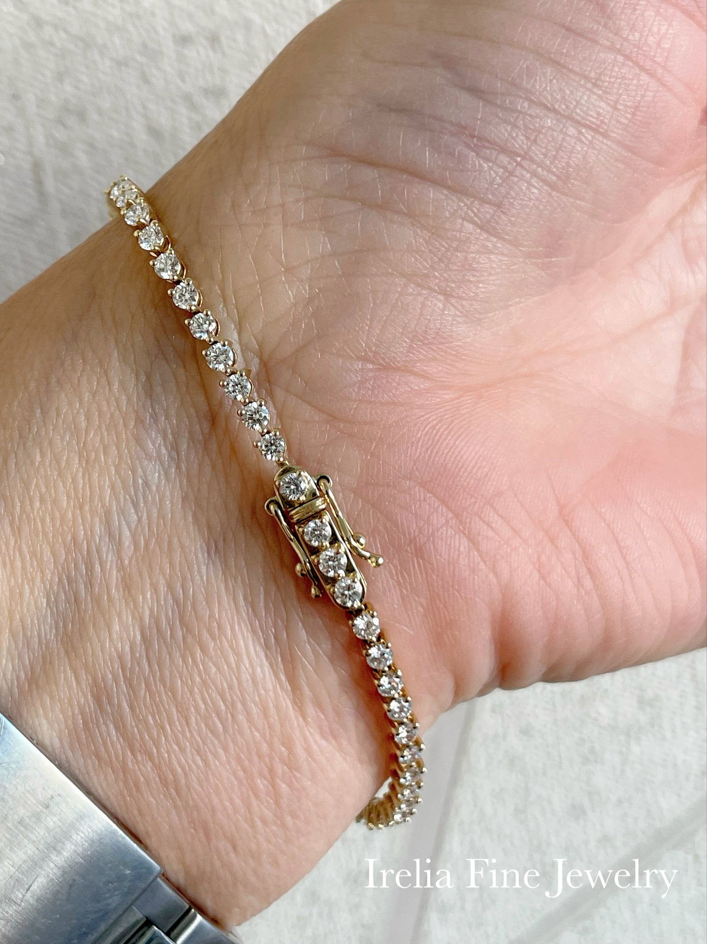 14k Yellow Gold 3.00 Carat Lab Diamond Bracelet with 3 Prong Setting