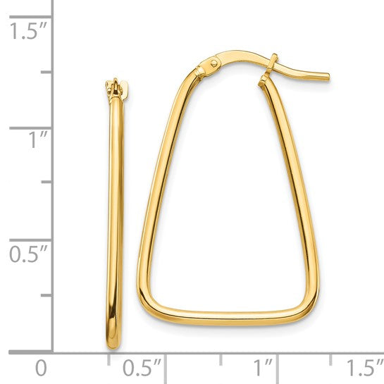 14k Polished Triangle Dangle Hoop Earrings width 1.50