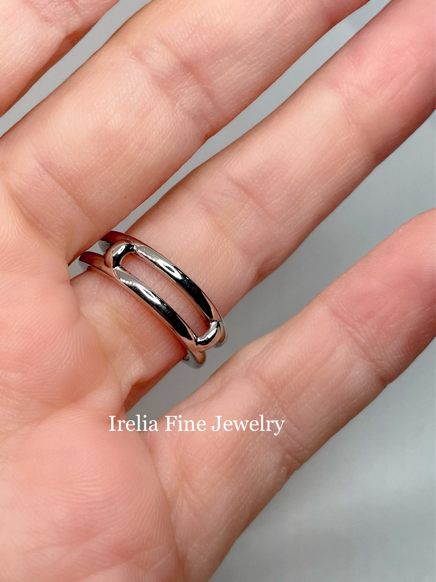 14K White 1/8 CTW Natural Diamond Double V Shape Ring Guard