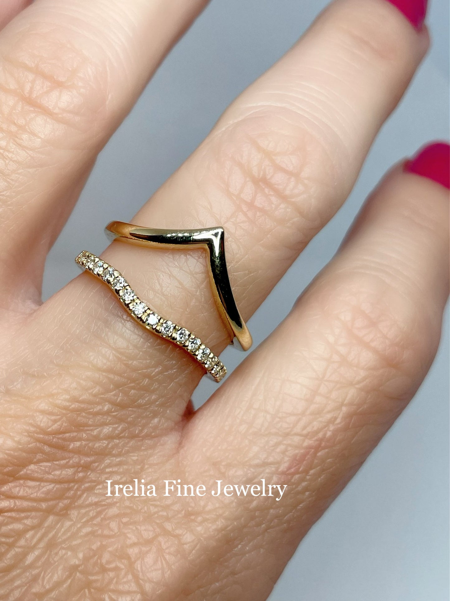 14K Yellow 1/4 CTW Natural Diamond Accented V-Shaped Ring Guard