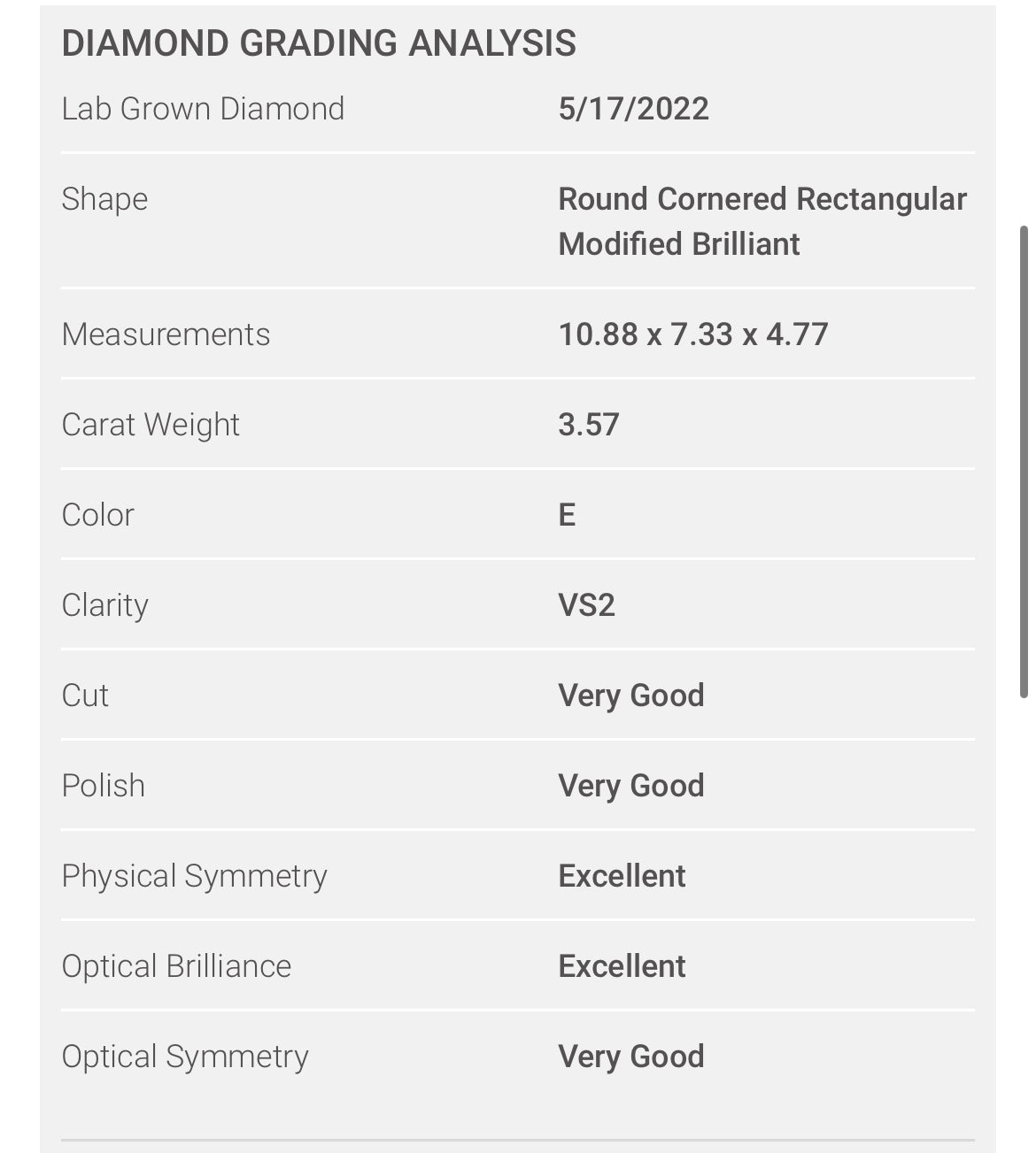 CRISS CUT CUSHION 3.57 Carat Lab Grown Diamond , Color E , Clarity VS2 , GCAL 321210257