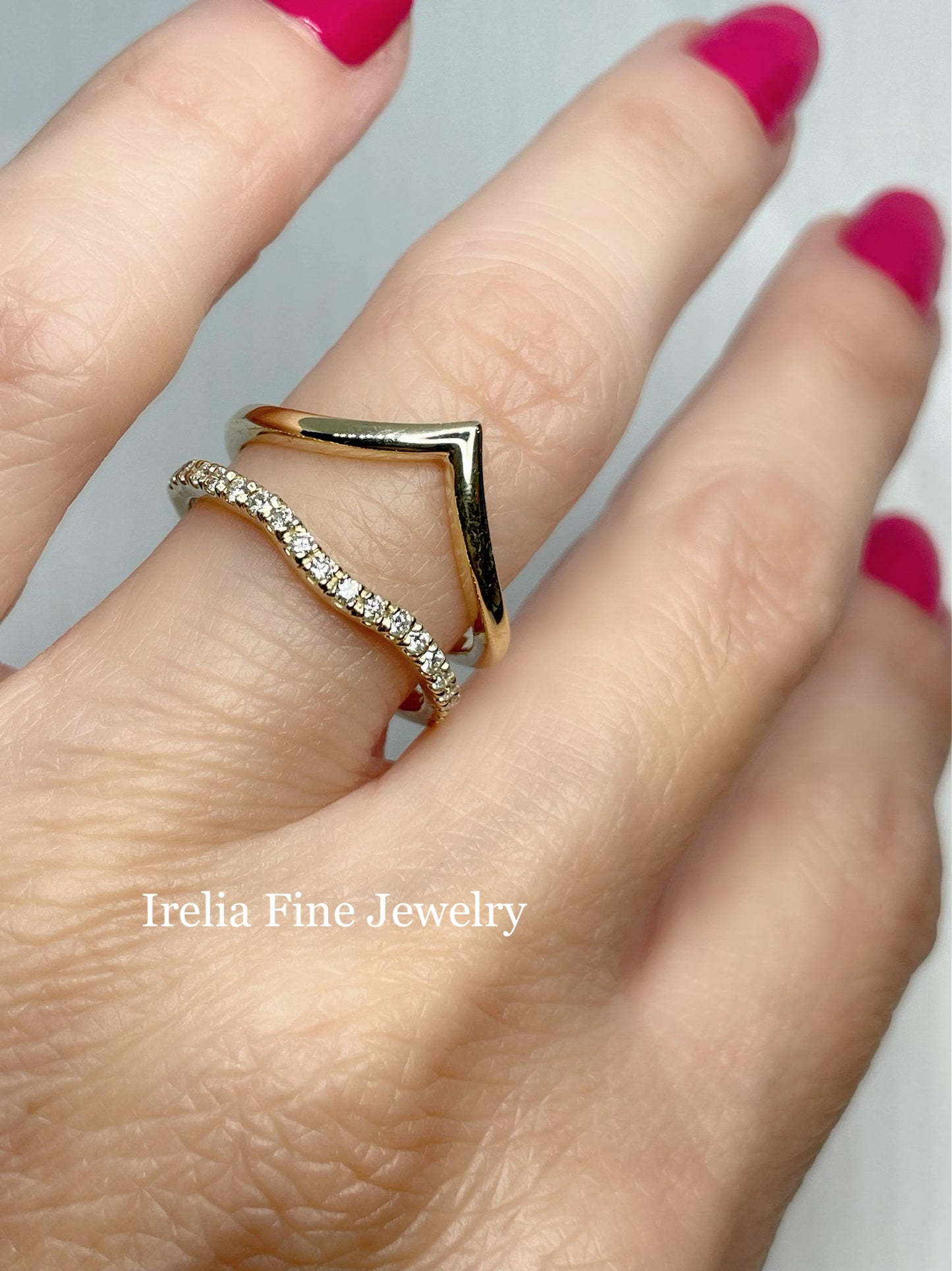 14K Yellow 1/4 CTW Natural Diamond Accented V-Shaped Ring Guard