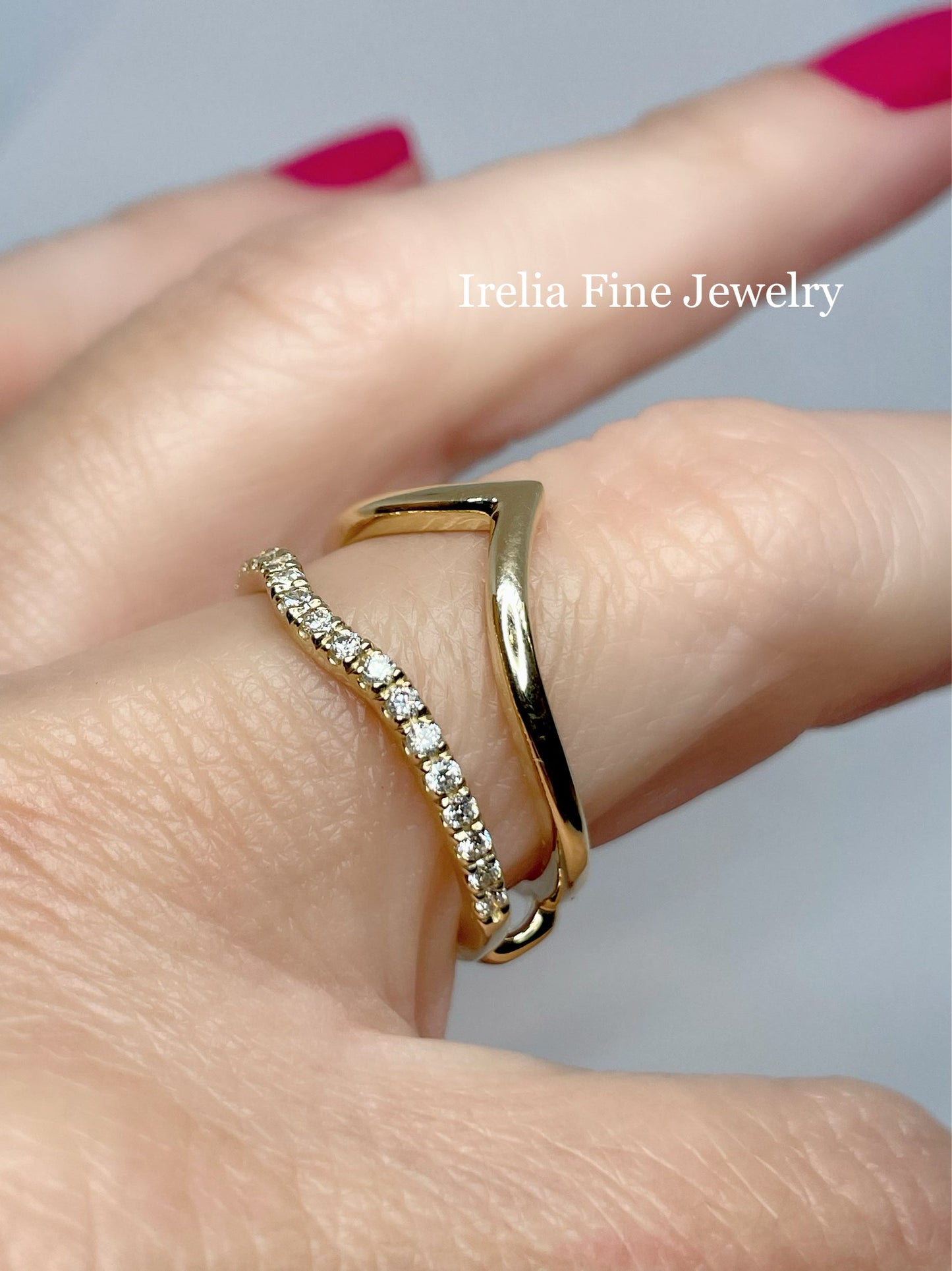 14K Yellow 1/4 CTW Natural Diamond Accented V-Shaped Ring Guard