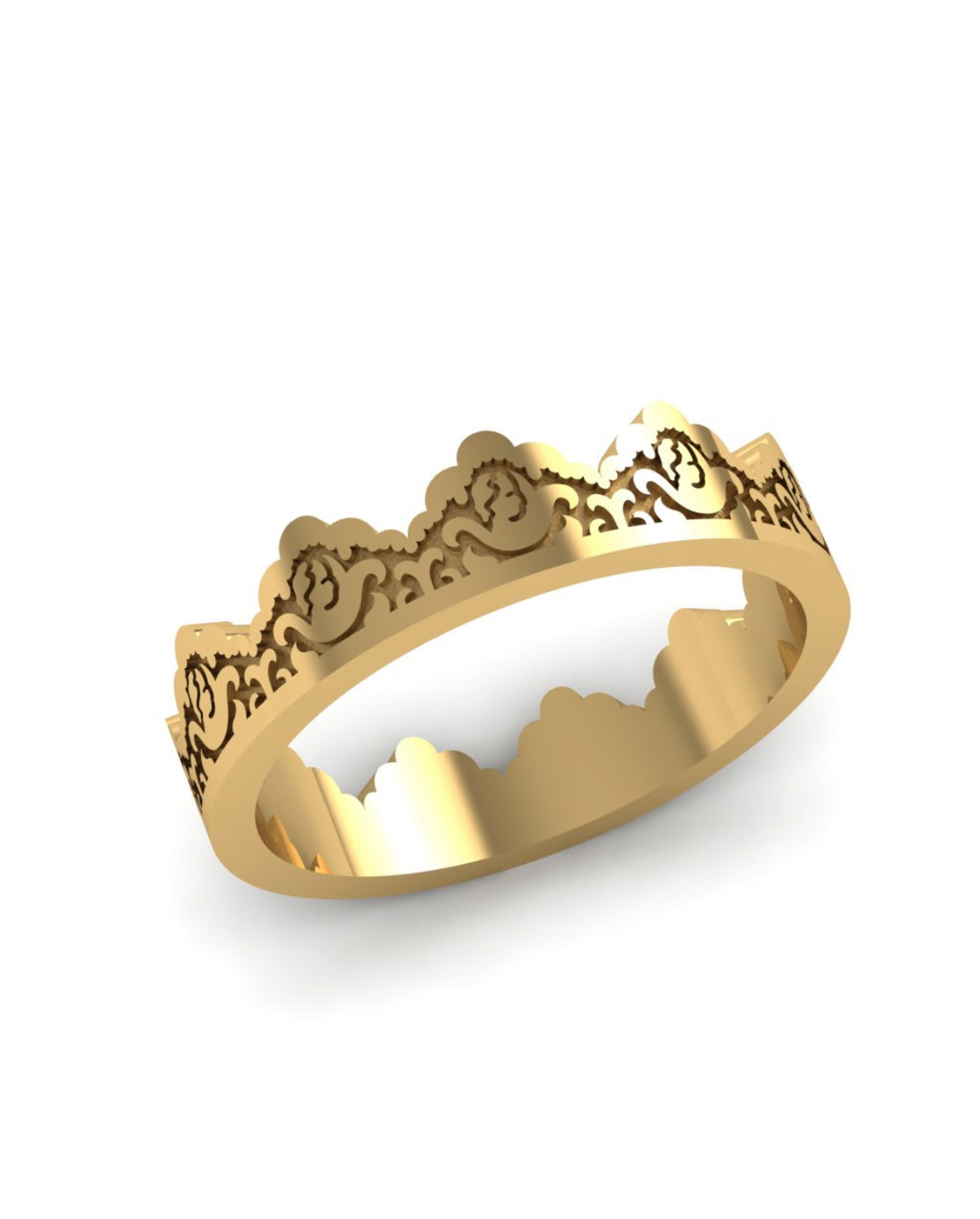 14k Yellow Gold Custom Ring with lace Design