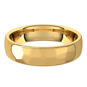 18k Yellow Gold Rock finish wedding band , width 5 millimeters