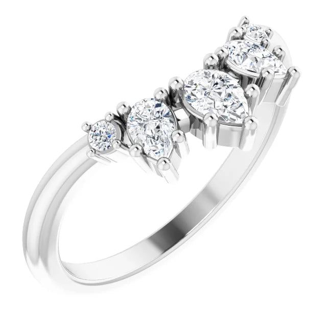 14K White Gold Contour Style Diamond Ring Guard