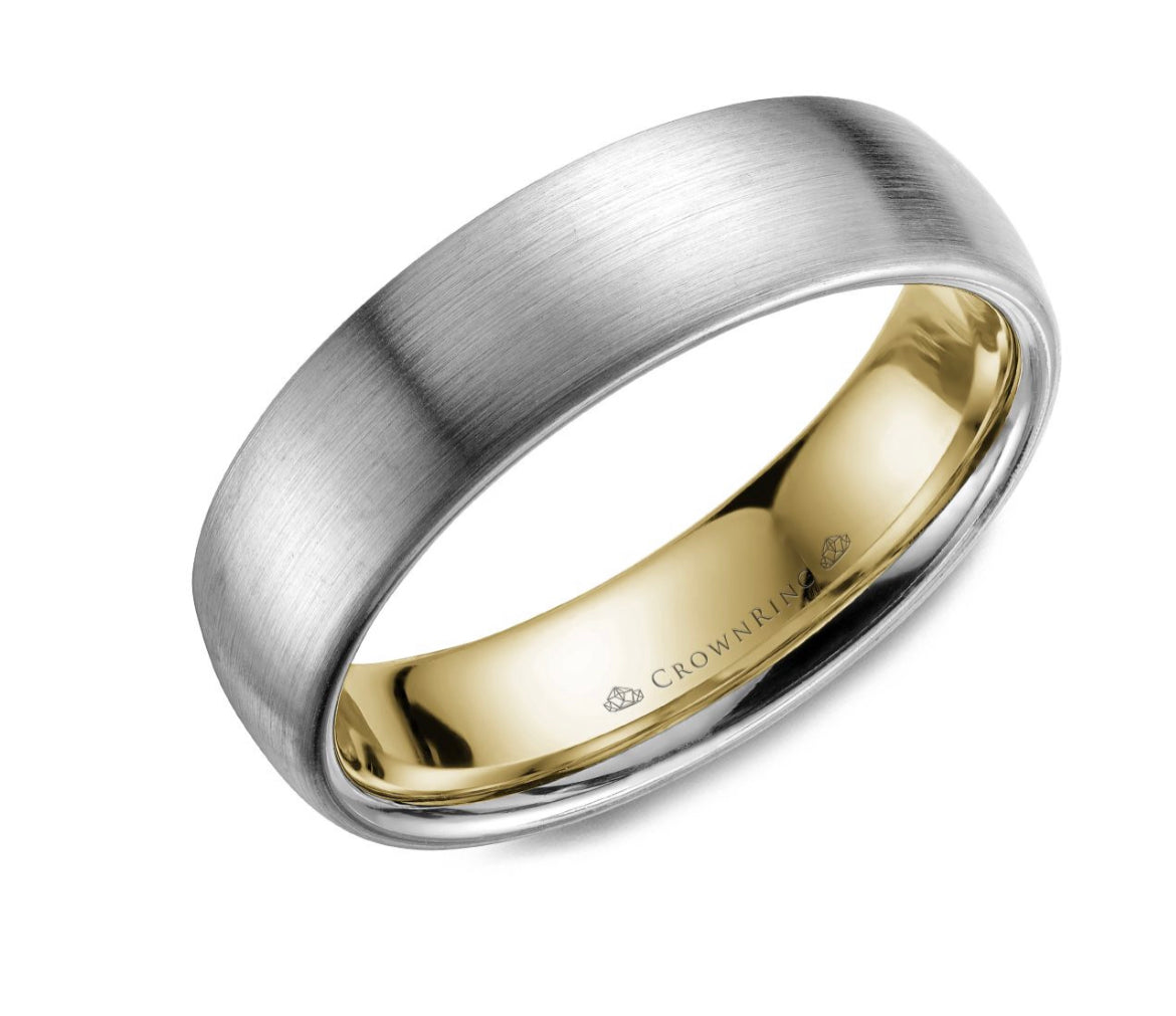 CrownRing Collection - 14k Gold Two Tone Comfort Fit Lining
