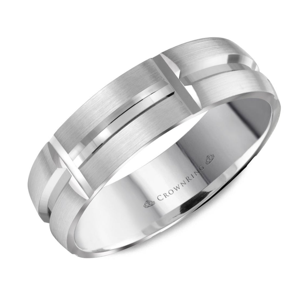 CrownRing Collection - 10k White Gold 6mm Modern Design