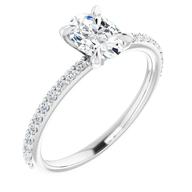 .96 Carat Oval Diamond Color H , Clarity VS2, Daimond Engagement Ring in 14k White Gold