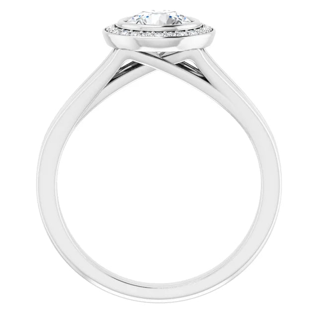 1.01 Carat Round Diamond Color I, Clarity SI2 Double Halo Engagement Ring in 14k White Gold Size 5
