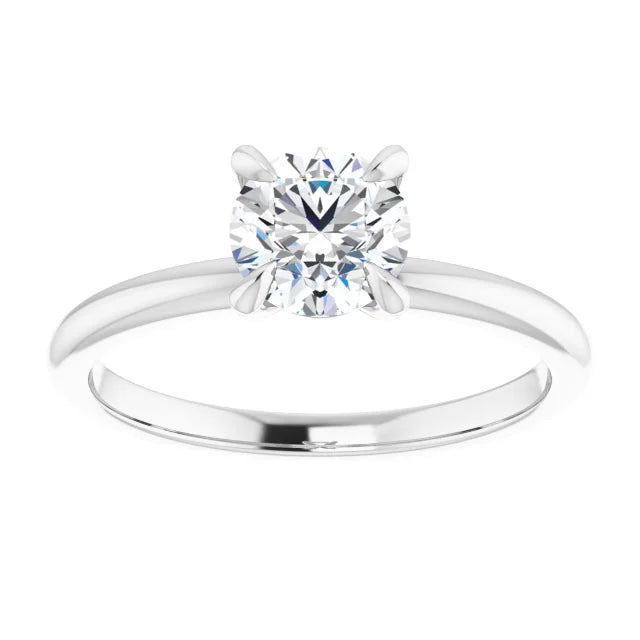 1.00 Carat Round Diamond Color F, Clarity VVS2 Triple Excellent Solitaire Engagement Ring in 14k White Gold