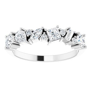 14K White 7/8 Carat Natural Diamond Band , Size 7