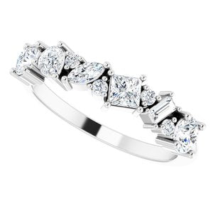 14K White 7/8 Carat Natural Diamond Band , Size 7