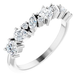 14K White 7/8 Carat Natural Diamond Band , Size 7