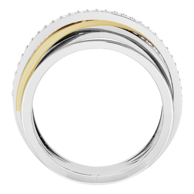14K White/Yellow 1/2 CTW Diamond Ring, Size 7