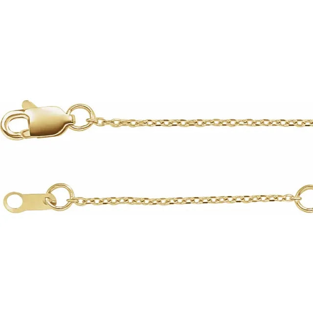 14K Yellow Gold 1 mm Diamond-Cut Cable, 16-18