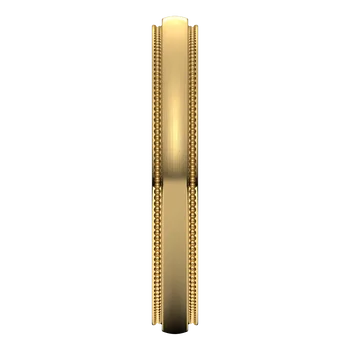 18k Yellow Gold Stepped Edge Milgrain with satin Center , width 3 millimeters / MADE TO ORDER