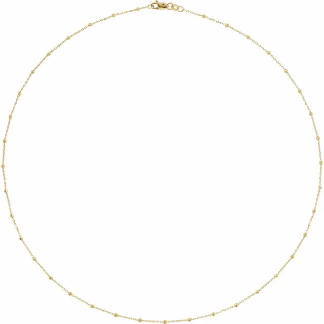 14K Yellow 1.7 mm Cable Chain with Faceted Beads - available in 16 to 24 inches