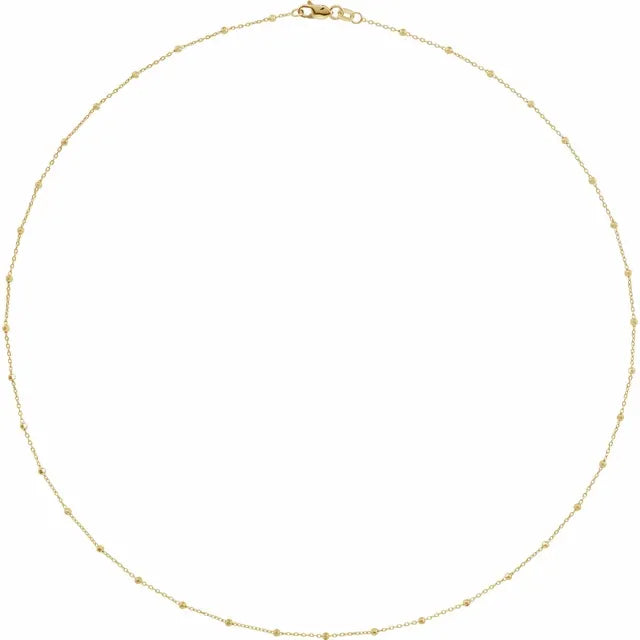 14K Gold Yellow 1.7 mm Cable Chain with Faceted Beads - available in 16 to 24 inches