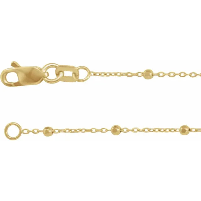 14K Yellow 1.7 mm Cable Chain with Faceted Beads - available in 16 to 24 inches