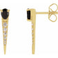Small 14K Yellow Gold Natural Black Onyx with 1/8 CTW Natural Diamond Spike Earrings