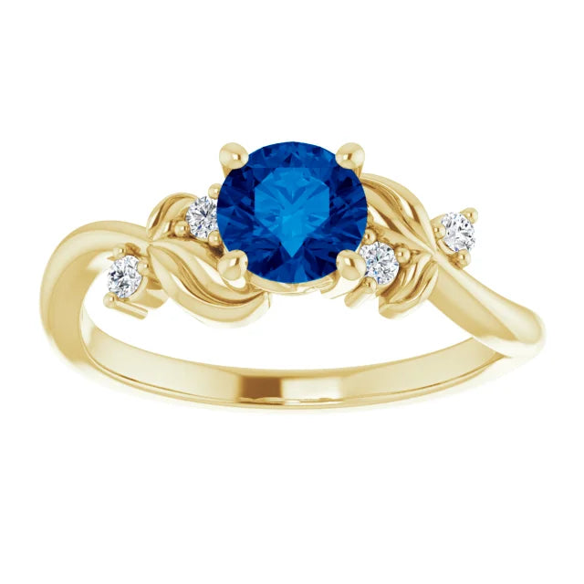 14k Yellow Gold Natural Gemstone Ring with Multiple Center Stone Options - Made to Order