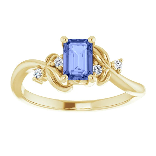 14k Yellow Gold Natural Gemstone Ring with Multiple Center Stone Options - Made to Order