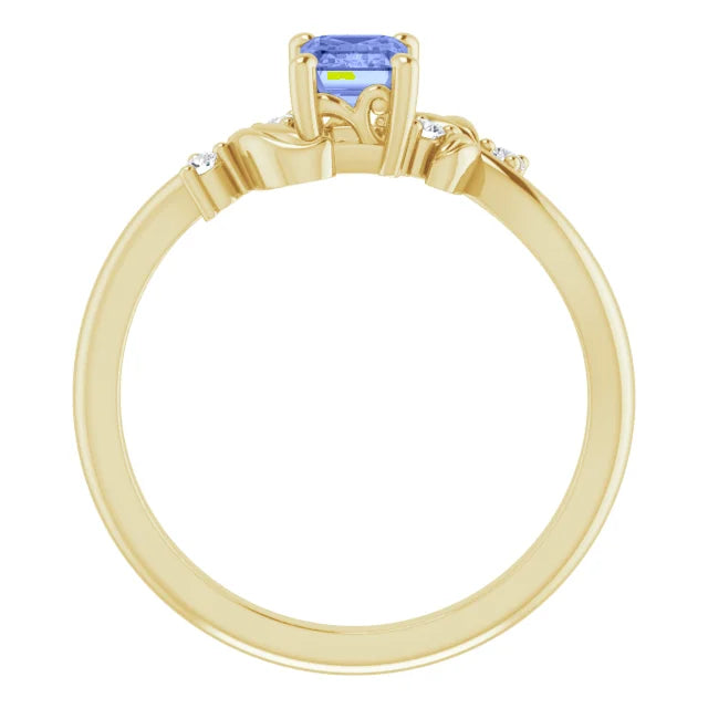 14k Yellow Gold Natural Gemstone Ring with Multiple Center Stone Options - Made to Order