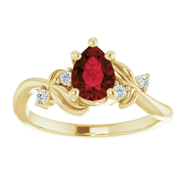 14k Yellow Gold Natural Gemstone Ring with Multiple Center Stone Options - Made to Order