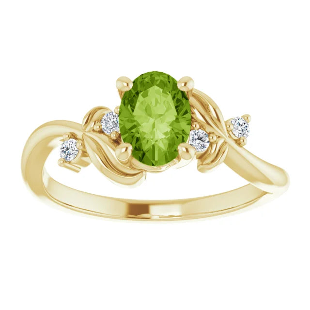 14k Yellow Gold Natural Gemstone Ring with Multiple Center Stone Options - Made to Order