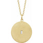 14K Yellow .08 CT Baguette Diamond Disc Pendant, comes with Adjustable chain
