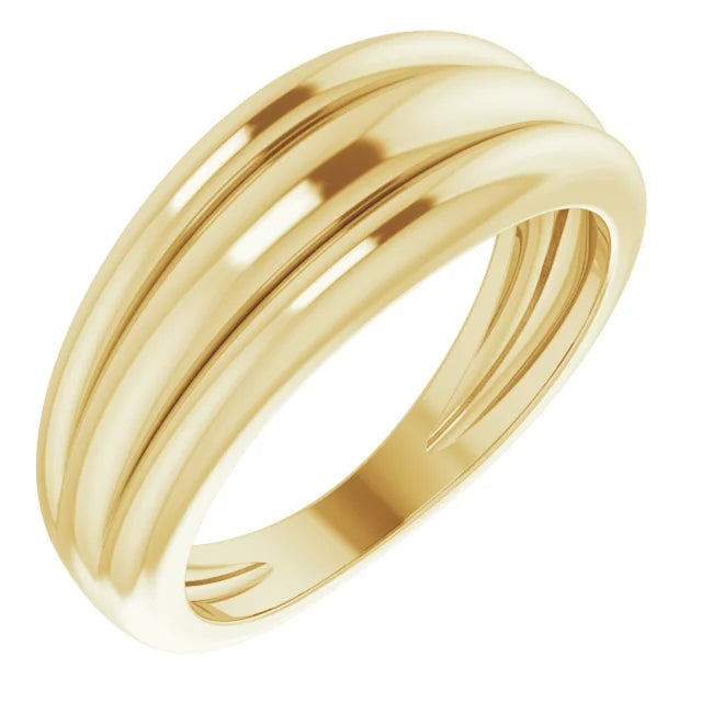 14K Yellow Gold Triple Dome Ring. Size 7