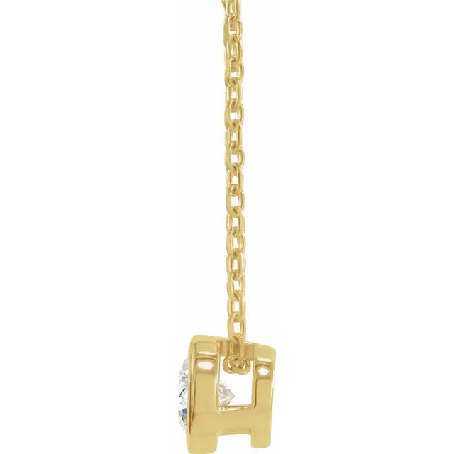 14K Yellow 1/4 CT Natural Diamond Bezel-Set, comes with adjustable 16-18" Necklace