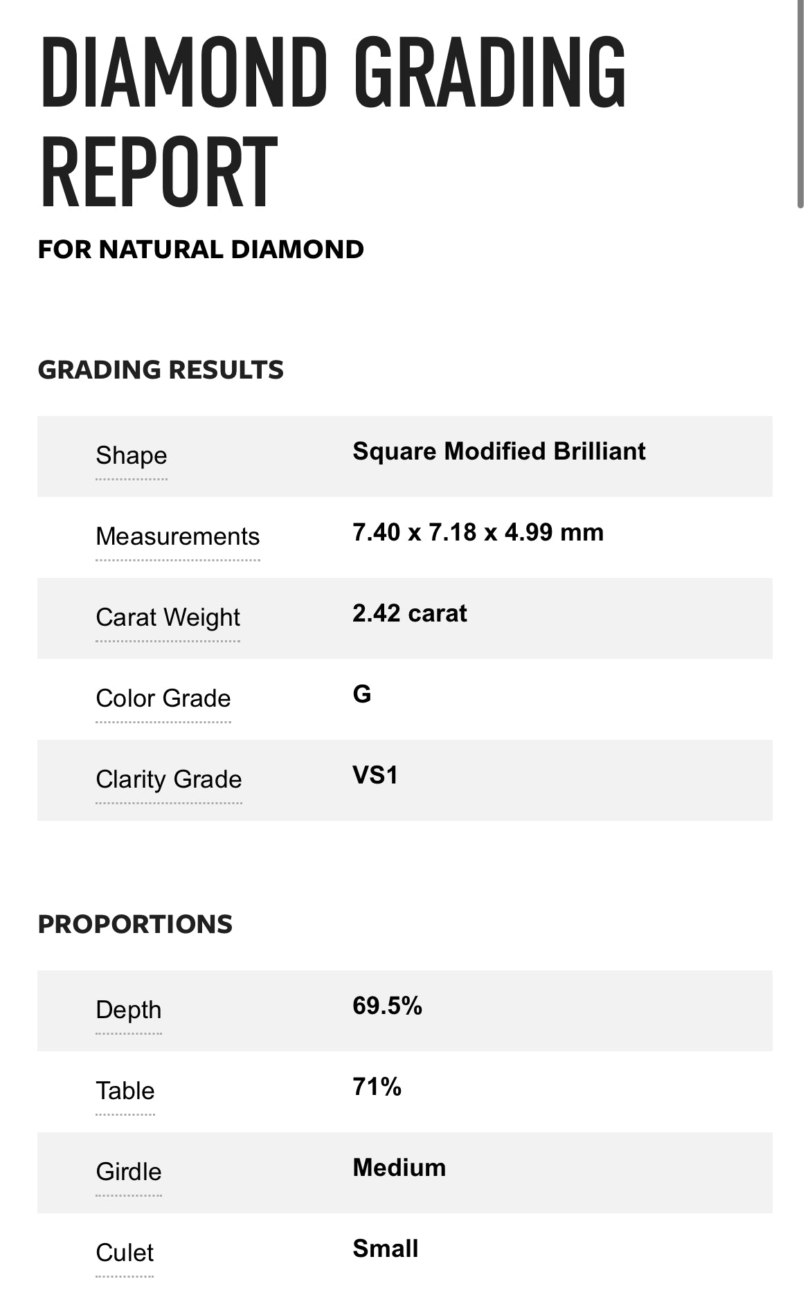2.42 Carat Princess Cut Diamond G, VS2 , GIA Certified 13701159 // Available For Purchase call 619-234-1423