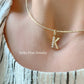 14k Yellow Gold Cultured Peral Initial Pendant with bail slide, personalized gift
